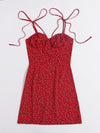Tie Shoulder Ruched Bust Ditsy Floral Cami Dress