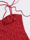 Tie Shoulder Ruched Bust Ditsy Floral Cami Dress