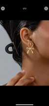 1pair Fashionable Bowknot, Geometric & Heart Shaped Stud Earrings