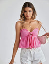 Frill Trim Tie Front Crop Top