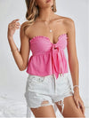 Frill Trim Tie Front Crop Top