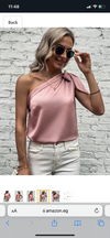 Womens's Satin One Shoulder Tunic Tops Sleeveless Tie Knot Shirt Blouses