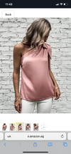Womens's Satin One Shoulder Tunic Tops Sleeveless Tie Knot Shirt Blouses