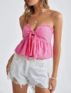 Frill Trim Tie Front Crop Top