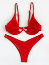 Solid Underwire High Cut Bikini Swimsuit