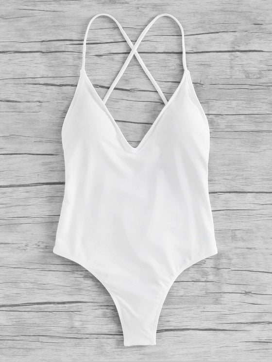 Criss Cross Ruched Detail One Piece Swimwear