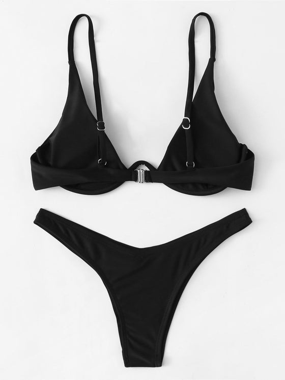 Plain Push Up Bikini Swimsuit