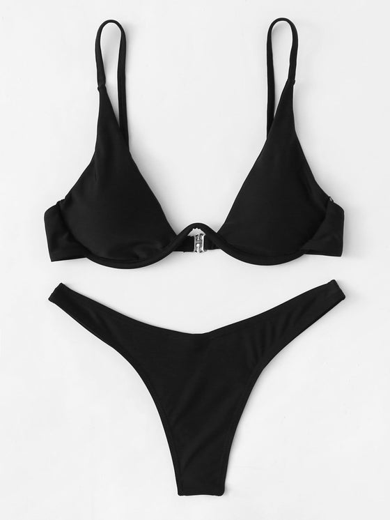 Plain Push Up Bikini Swimsuit