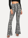 Snake Print Flare Hem Pants