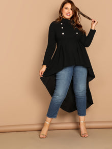  Clasi Plus Mock neck Dip Hem Top