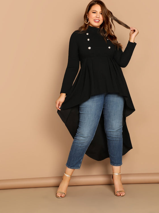 Clasi Plus Mock neck Dip Hem Top