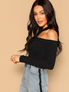 priv Ribbed Cutout Asymmetrical Neck Top