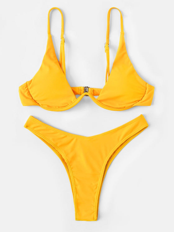 Plain Push Up Bikini Swimsuit