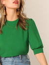 Puff Sleeve Keyhole Back Top we