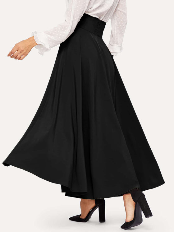 Modely High Waist Zip Back Knot Swing Skirt