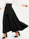 Modely High Waist Zip Back Knot Swing Skirt