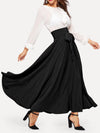 Modely High Waist Zip Back Knot Swing Skirt