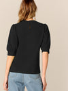 Keyhole Back Mock neck Puff Sleeve Solid Top