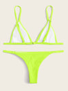 Neon Lime Ribbed Triangle Bikini Swimsuit