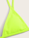 Neon Lime Ribbed Triangle Bikini Swimsuit