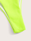 Neon Lime Ribbed Triangle Bikini Swimsuit