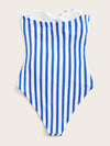 Striped Knot Front One Piece Swimsuit