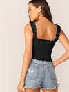 Frill Trim Shirred Top