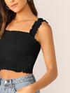 Frill Trim Shirred Top