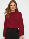 EMERY ROSE Frilled Neck Lantern Sleeve Top