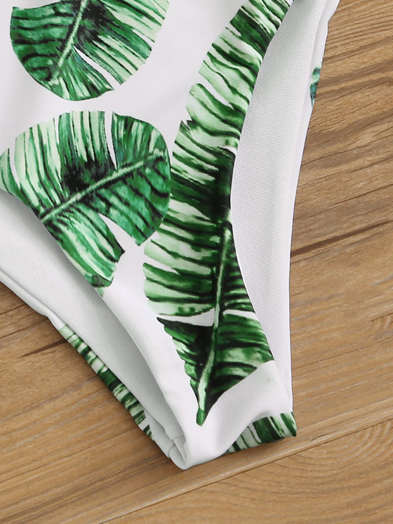 Tropical Tie Waist One Piece Swimsuit