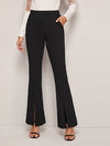 High Waist Slit Hem Flare Leg Pants