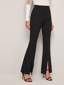  High Waist Slit Hem Flare Leg Pants