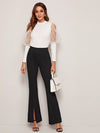 High Waist Slit Hem Flare Leg Pants