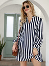 VCAY Striped Notched Neck Tunic Dress