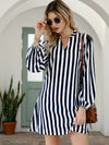 VCAY Striped Notched Neck Tunic Dress