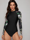 3pcs Floral Long Sleeve Co ord Surfing Swimsuit