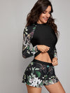 3pcs Floral Long Sleeve Co ord Surfing Swimsuit