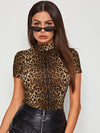 Mock Neck Leopard Top