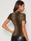 Mock Neck Leopard Top