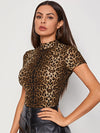 Mock Neck Leopard Top