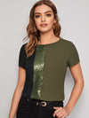 Sequin Panel Colorblock Top