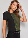 Sequin Panel Colorblock Top