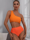 Ring Linked One Shoulder One Piece Swimwear