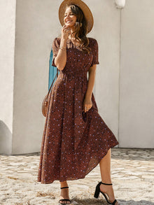  V neck Allover Print A line Dress