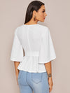 Split Sleeve Belted Peplum Top