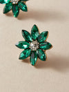 2pcs Rhinestone Flower Stud Earrings