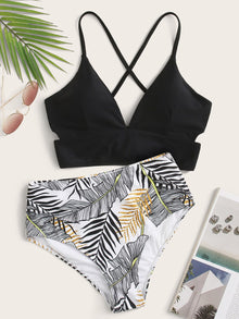  Tie Back Top With Random Tropical Bikini