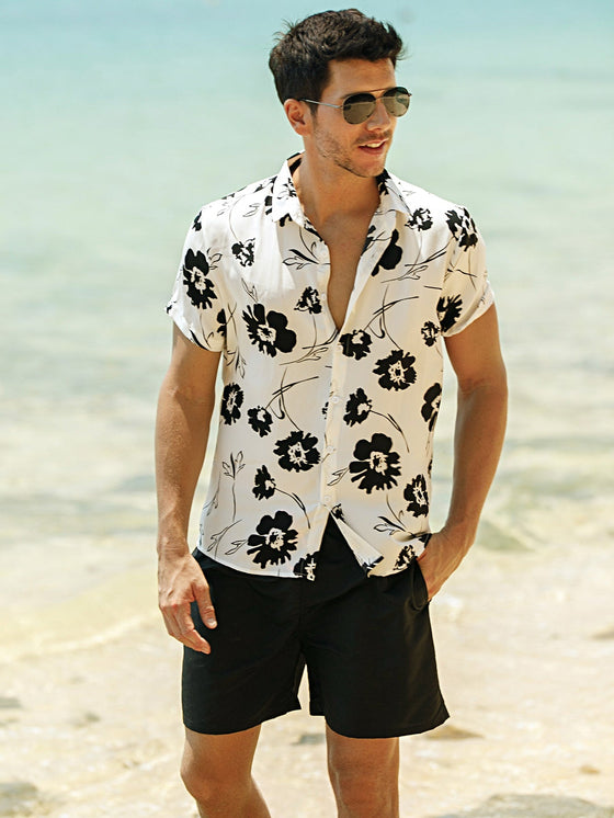 Men Floral Print Button Up Shirt