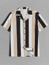 Men Revere Collar Colorblock Striped Shirt