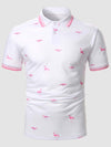 Men Flamingo Print Tape Polo Shirt